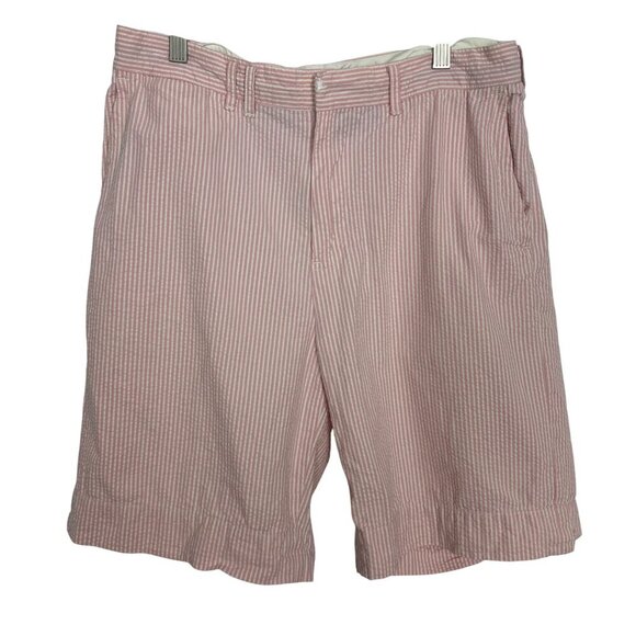 Vintage Ralph Lauren Rugby Seersucker Shorts Mens 32 Mens Pink Stripe Cotton - Picture 1 of 9